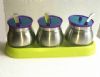 glass storage canister with ladle stainless steel set